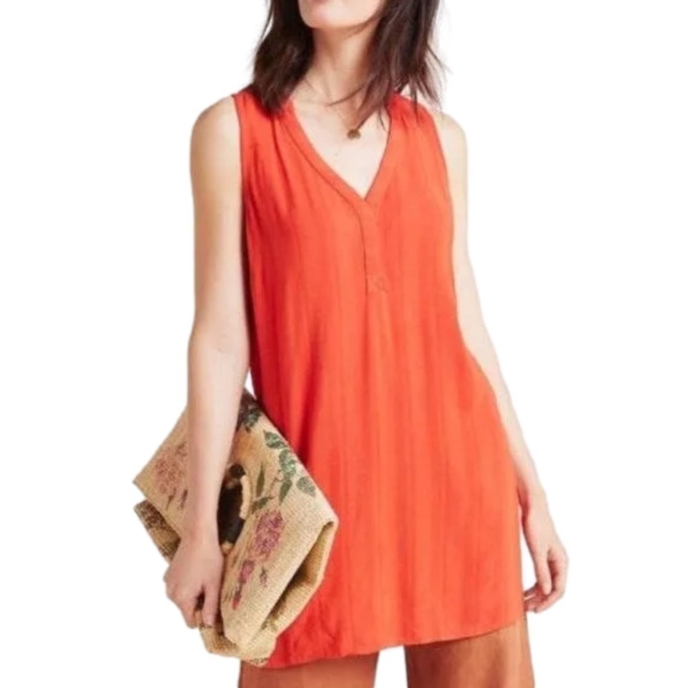 Anthropologie Maeve Colonsay Tunic Tank Top Size Small Red Orange